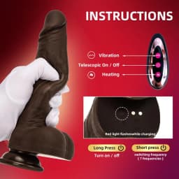 7” Remote Control Dildo - Black Bull detail view 2 thumbnail