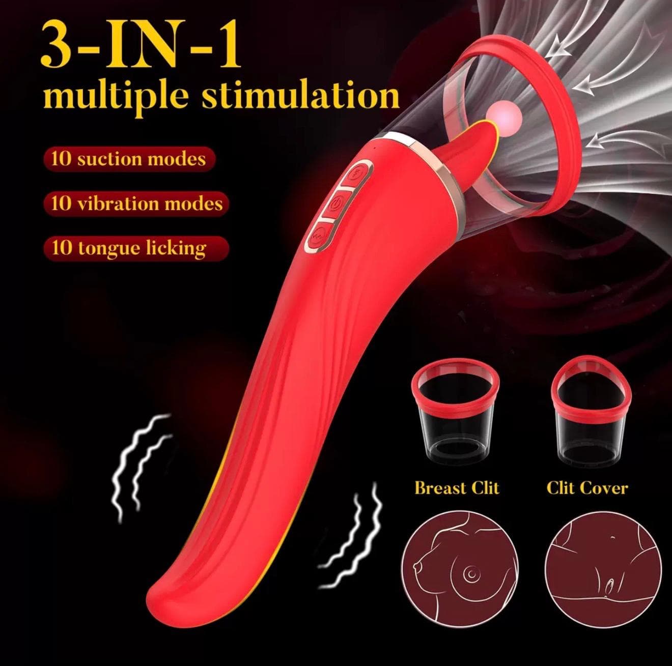   3-in-1 Tongue Licking, Sucking & G-Spot Vibrator - rechargeable vibrators Ghana - PleasureToysGH