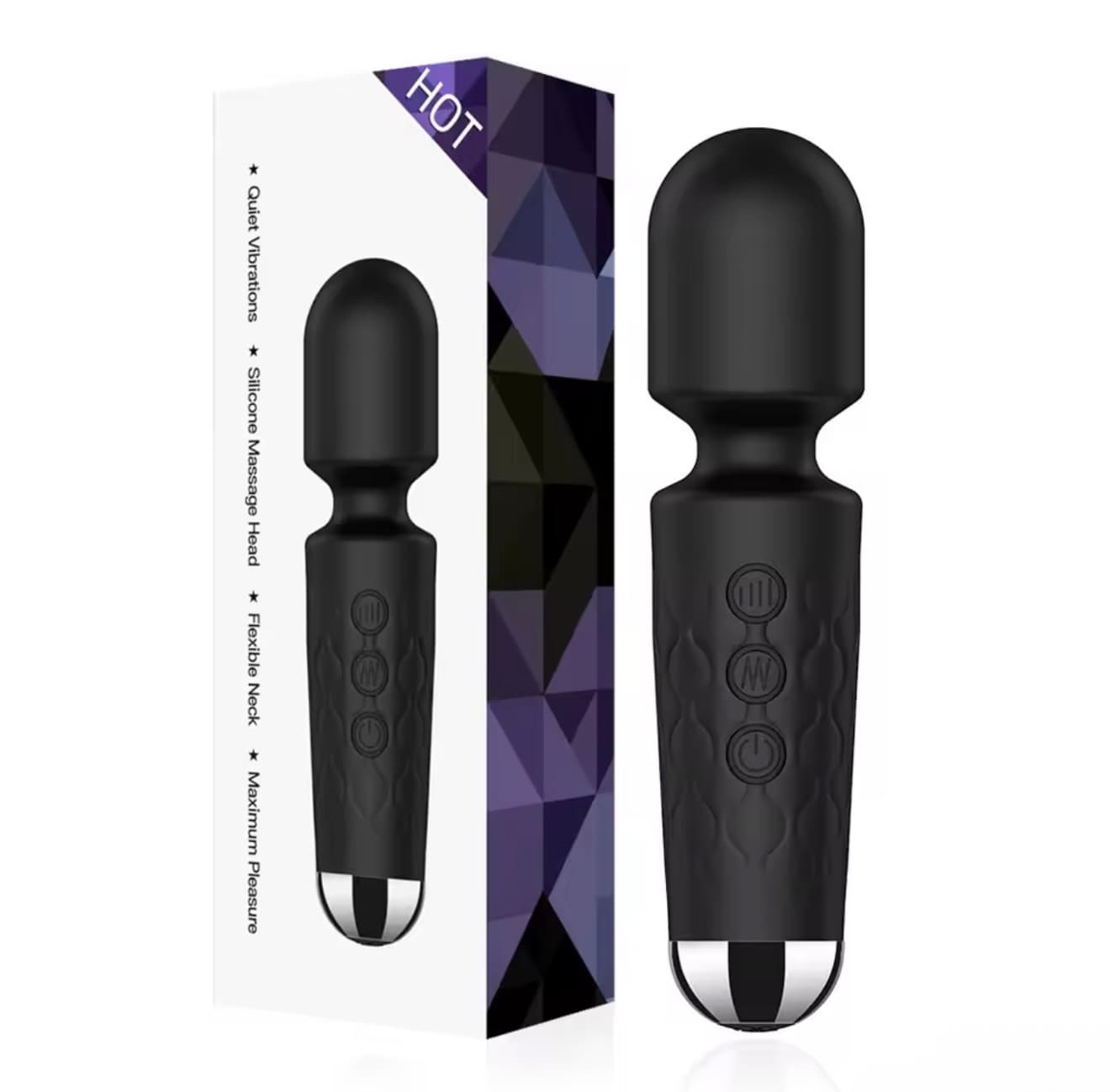 Mini Wand Vibrator (Black) - rechargeable vibrators Ghana - PleasureToysGH