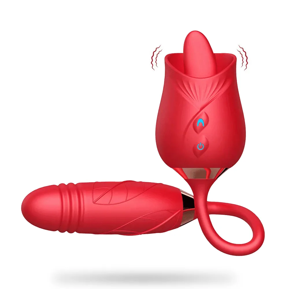 Rose Thrusting & Licking Vibrator - rechargeable vibrators Ghana - PleasureToysGH